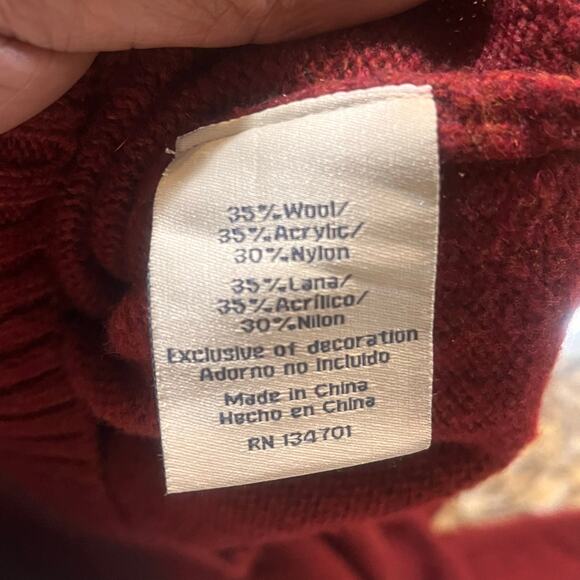 Boston Traders Men Small Wool Blend Sweater Red Knit Cozy Winter Long Sleeve - Picture 6 of 6